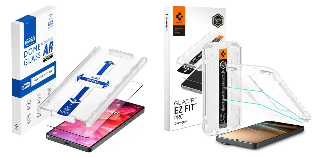 Anti reflection tempered glass for the Galaxy S25 Ultra and S26 Ultra with boxes and installation trays