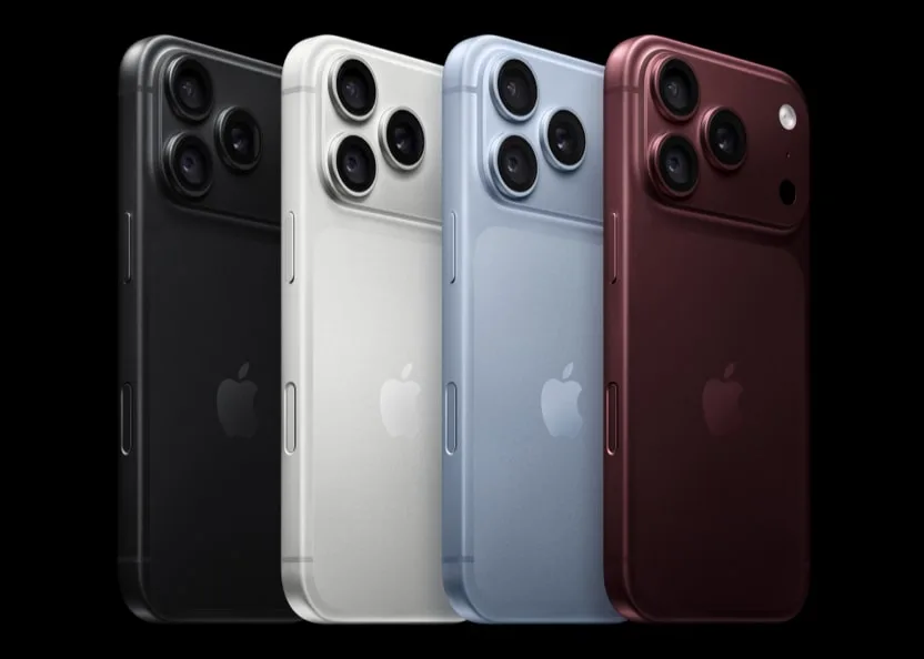 iPhone 18 Pro shown in all four finishes: black, silver, glacier and burgundy