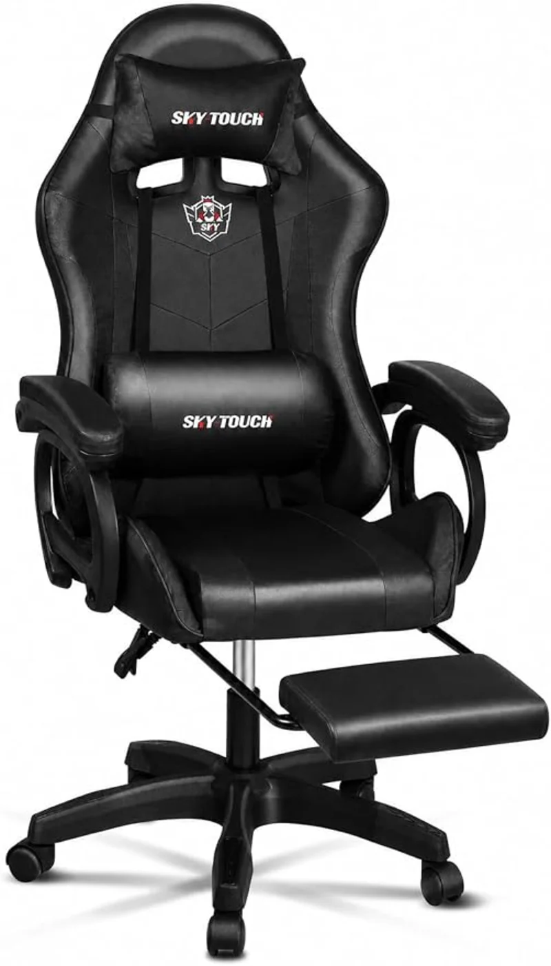 SKY TOUCH high back gaming chair with footrest