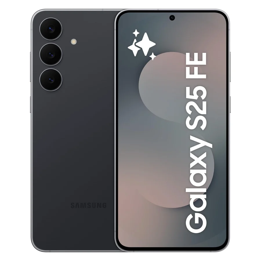Samsung Galaxy S25 FE in Jetblack, front and back